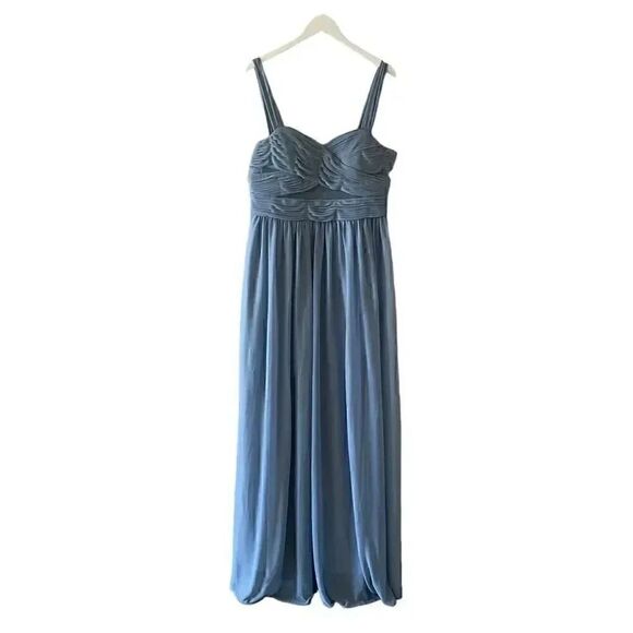 Birds Grey ELSYE DUSTY BLUE Mesh Maxi Women’s Bridesmaid  Gown SZ 2XL #1655 - Picture 3 of 16
